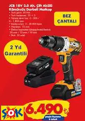 JCB 18V 2.0 AH. ÇİFT AKÜLÜ KÖMÜRSÜZ DARBELİ MATKAP JCB 18V 2.0 AH. ÇİFT AKÜLÜ KÖMÜRSÜZ DARBELİ MATKAP